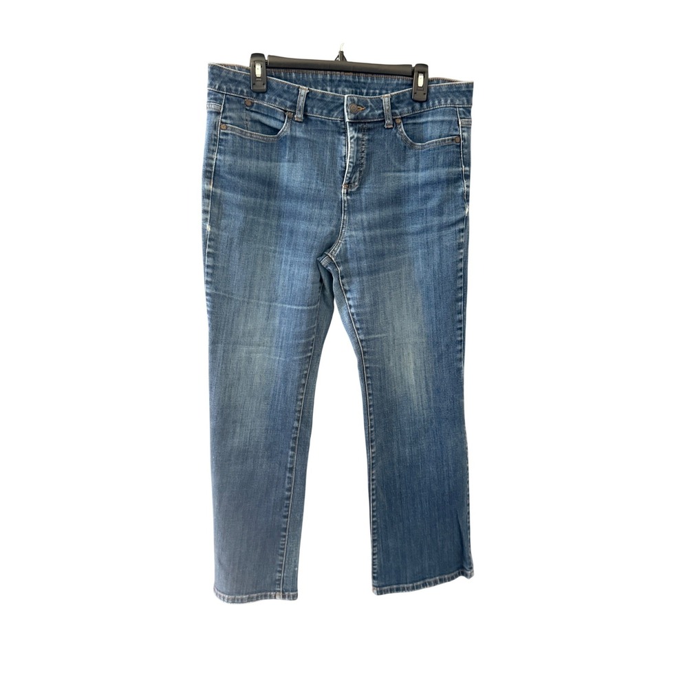Talbots Womens Blue Straight Leg Stretch Denim Jeans Medium Wash Size 34